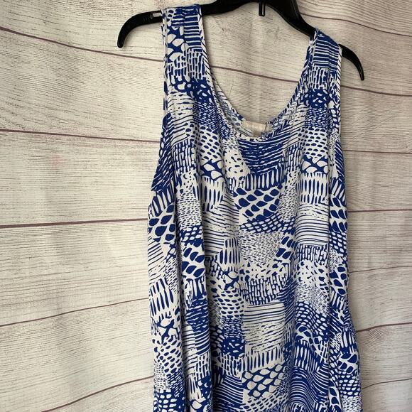 Woman Within Blue and White Tank Top Handkerchief Hem Blouse Size 18W - Picture 16 of 16